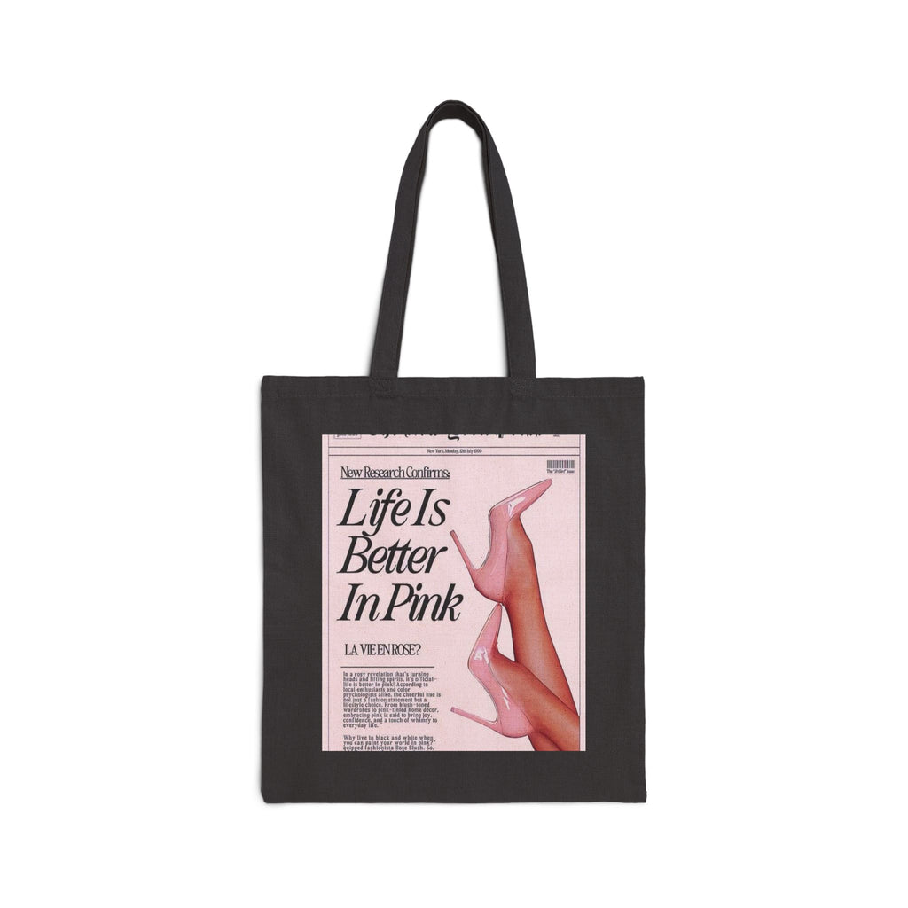 Life Is Better In Pink Canvas Tote Bag — Retro Magazine Print Tote