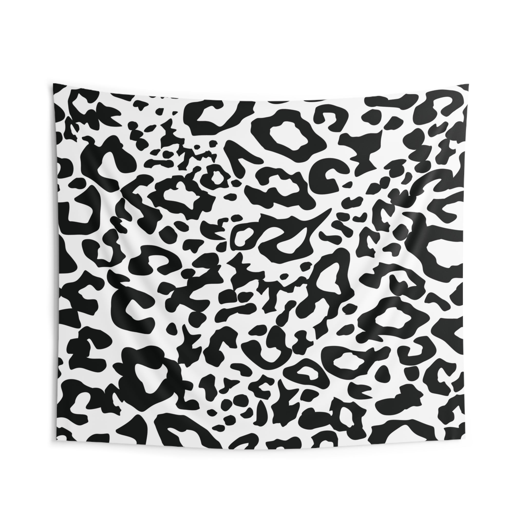 Leopard Print Indoor Wall Tapestry — Black & White Animal Pattern Décor
