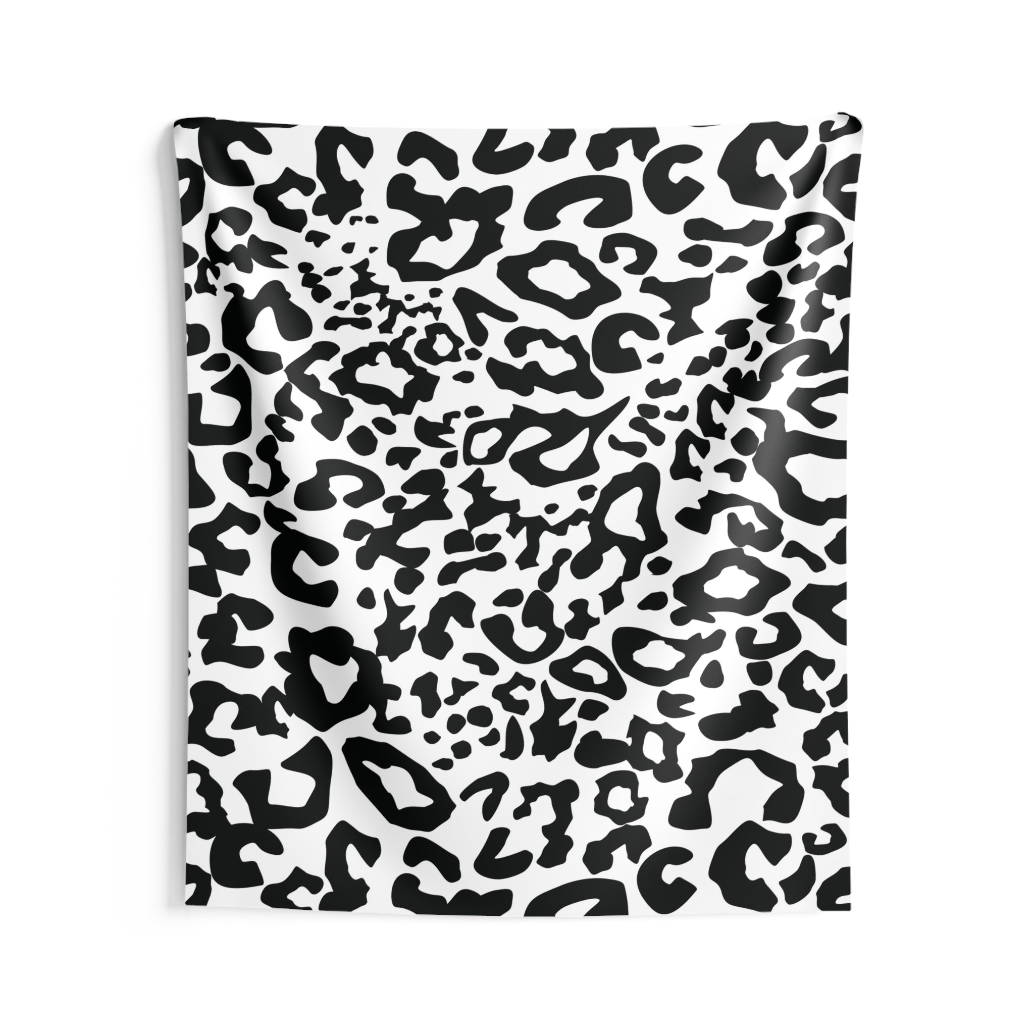 Leopard Print Indoor Wall Tapestry — Black & White Animal Pattern Décor