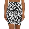 Women's Black & White Leopard Print Pencil Skirt — Mid-Waist Animal Print Fashion