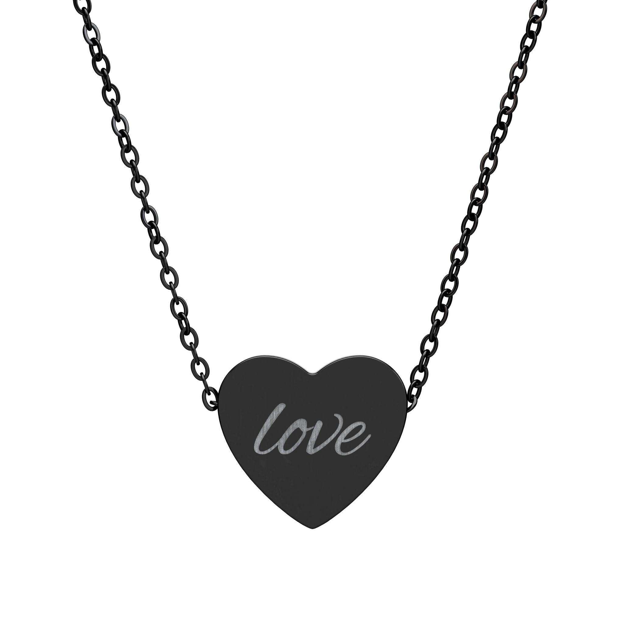Engraved 'Love' Heart Necklace — Personalized Sterling Pendant Gift