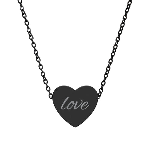 Engraved 'Love' Heart Necklace — Personalized Sterling Pendant Gift