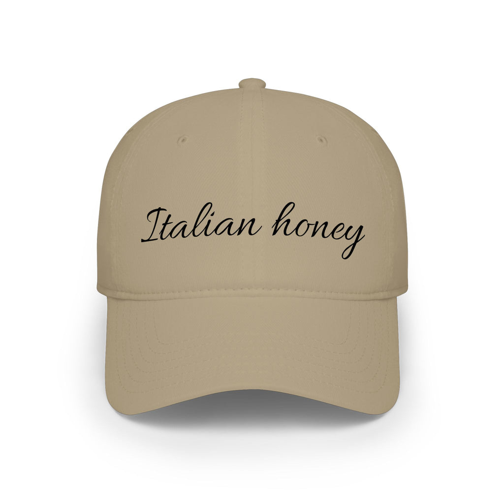 Italian Honey Low Profile Baseball Cap — Script Logo Hat for Italian Heritage & Gifts