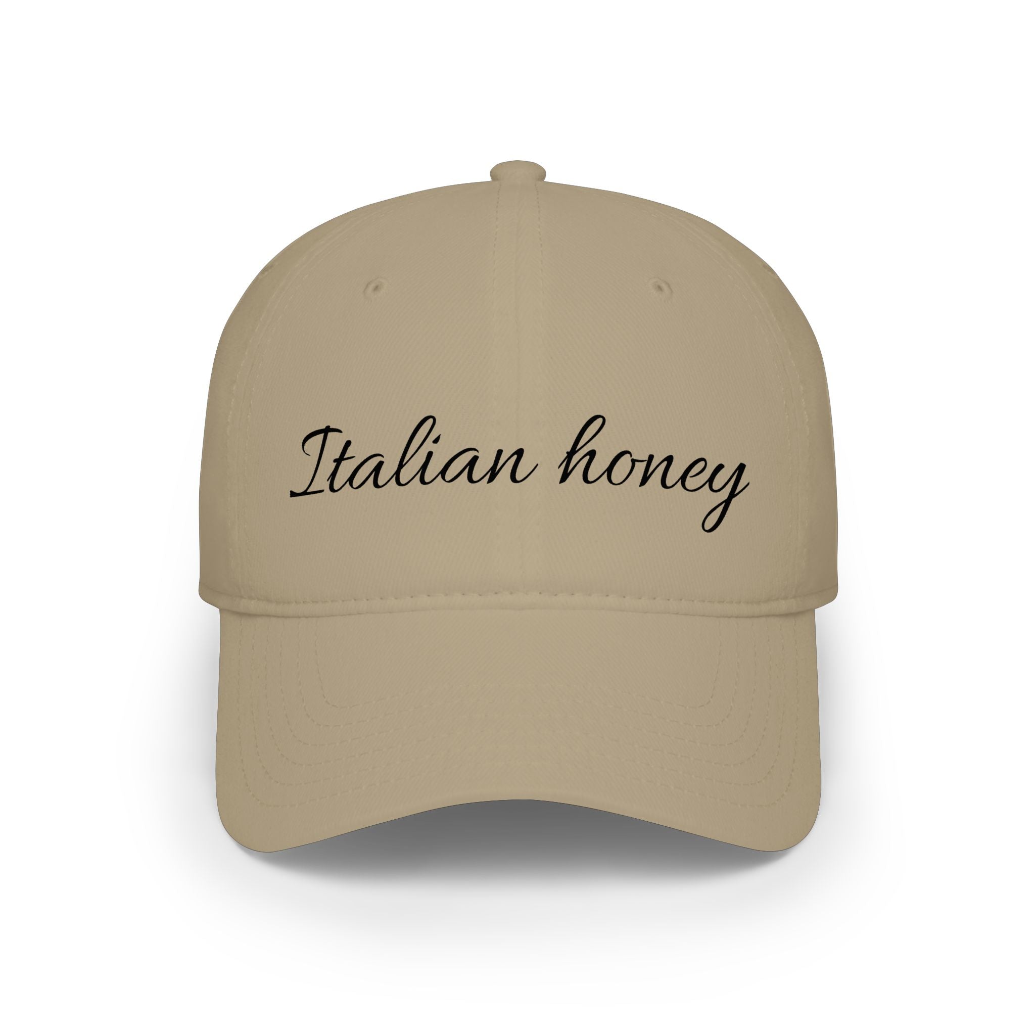 Italian Honey Low Profile Baseball Cap — Script Logo Hat for Italian Heritage & Gifts