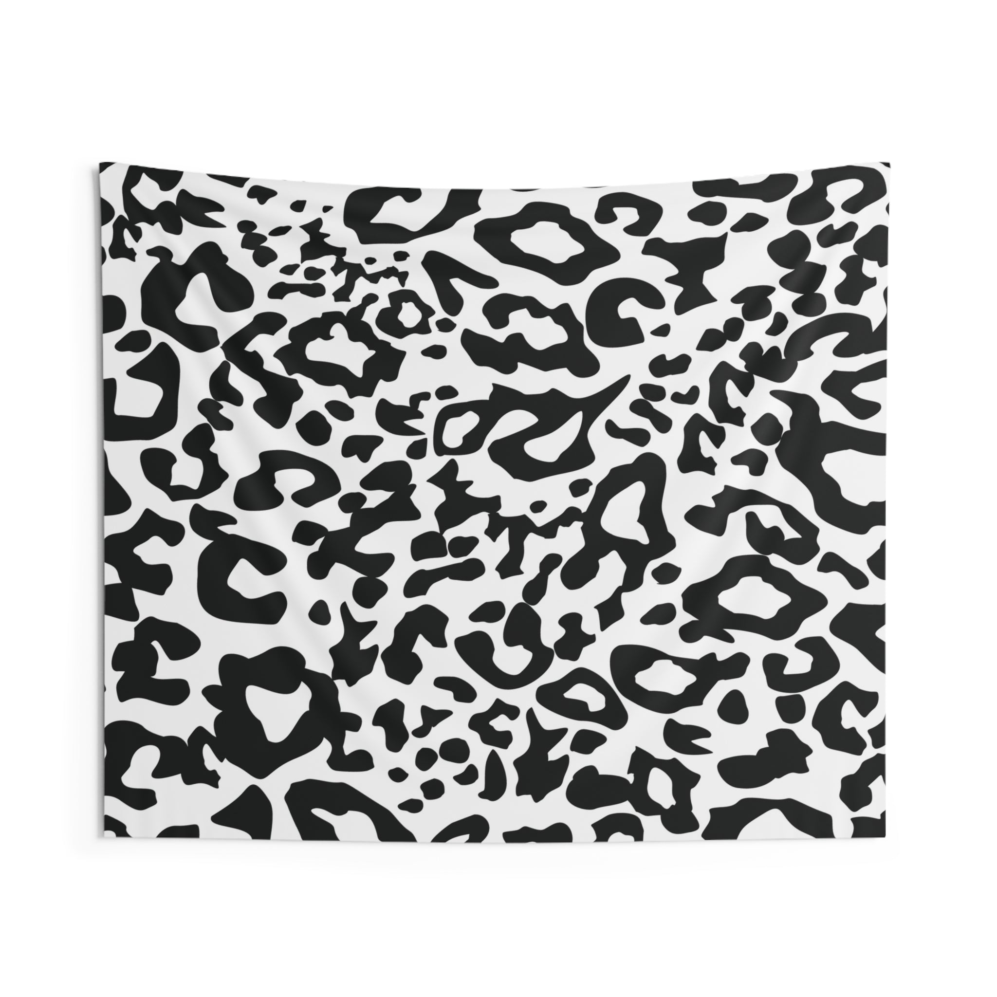 Leopard Print Indoor Wall Tapestry — Black & White Animal Pattern Décor