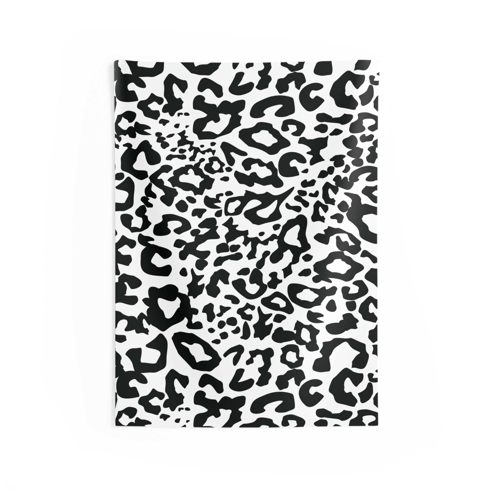 Leopard Print Indoor Wall Tapestry — Black & White Animal Pattern Décor