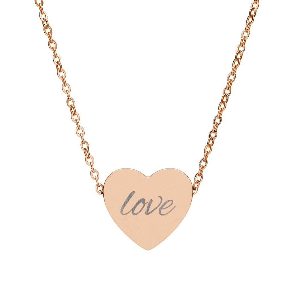 Engraved 'Love' Heart Necklace — Personalized Sterling Pendant Gift