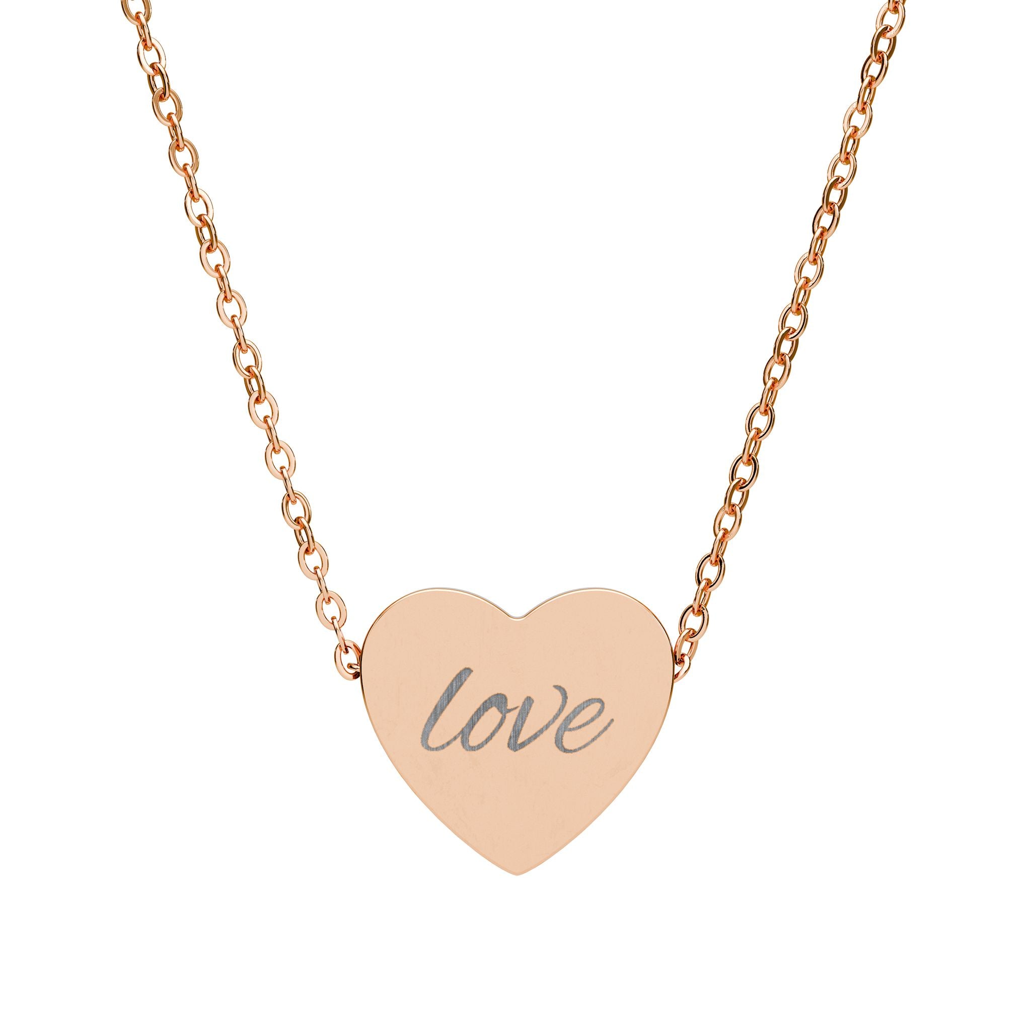 Engraved 'Love' Heart Necklace — Personalized Sterling Pendant Gift