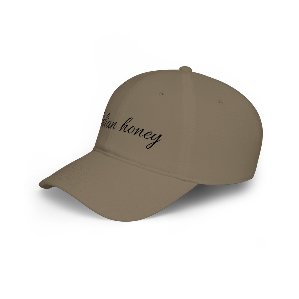 Italian Honey Low Profile Baseball Cap — Script Logo Hat for Italian Heritage & Gifts