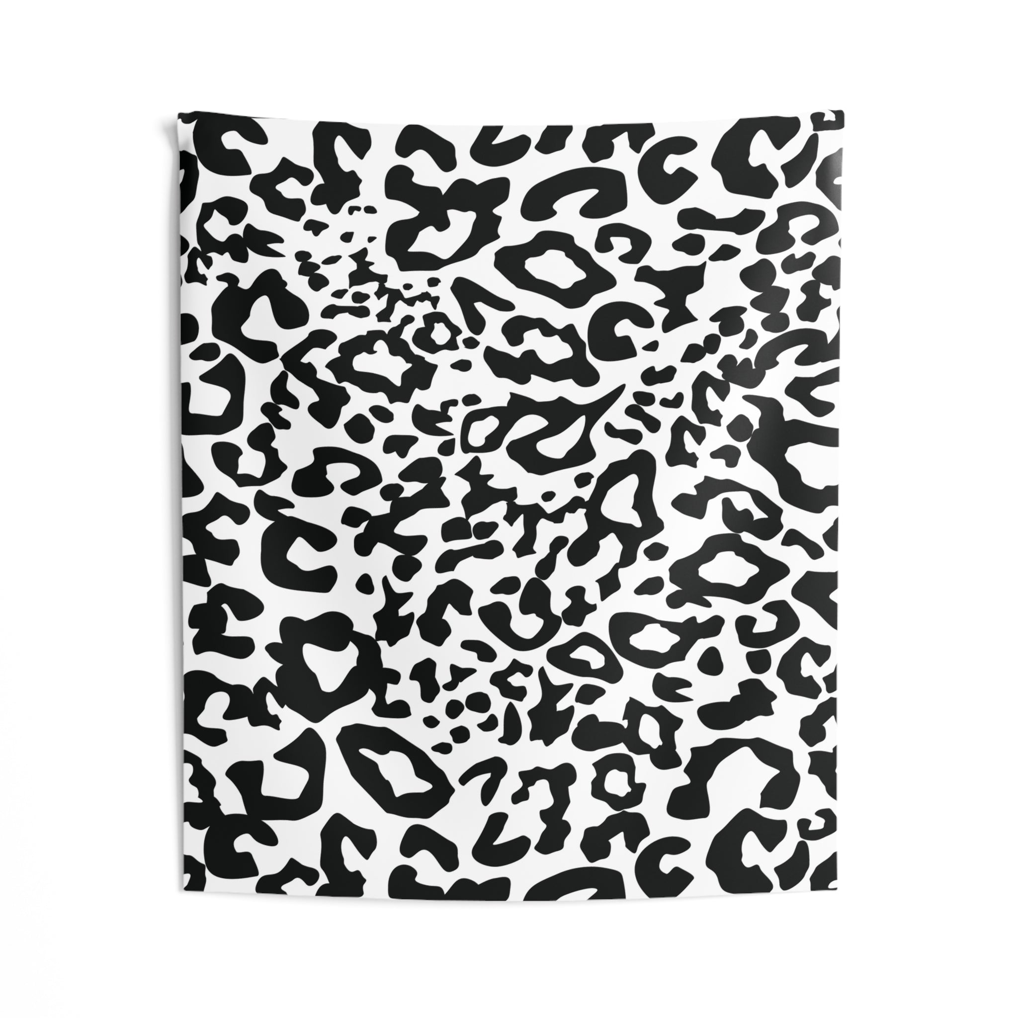 Leopard Print Indoor Wall Tapestry — Black & White Animal Pattern Décor
