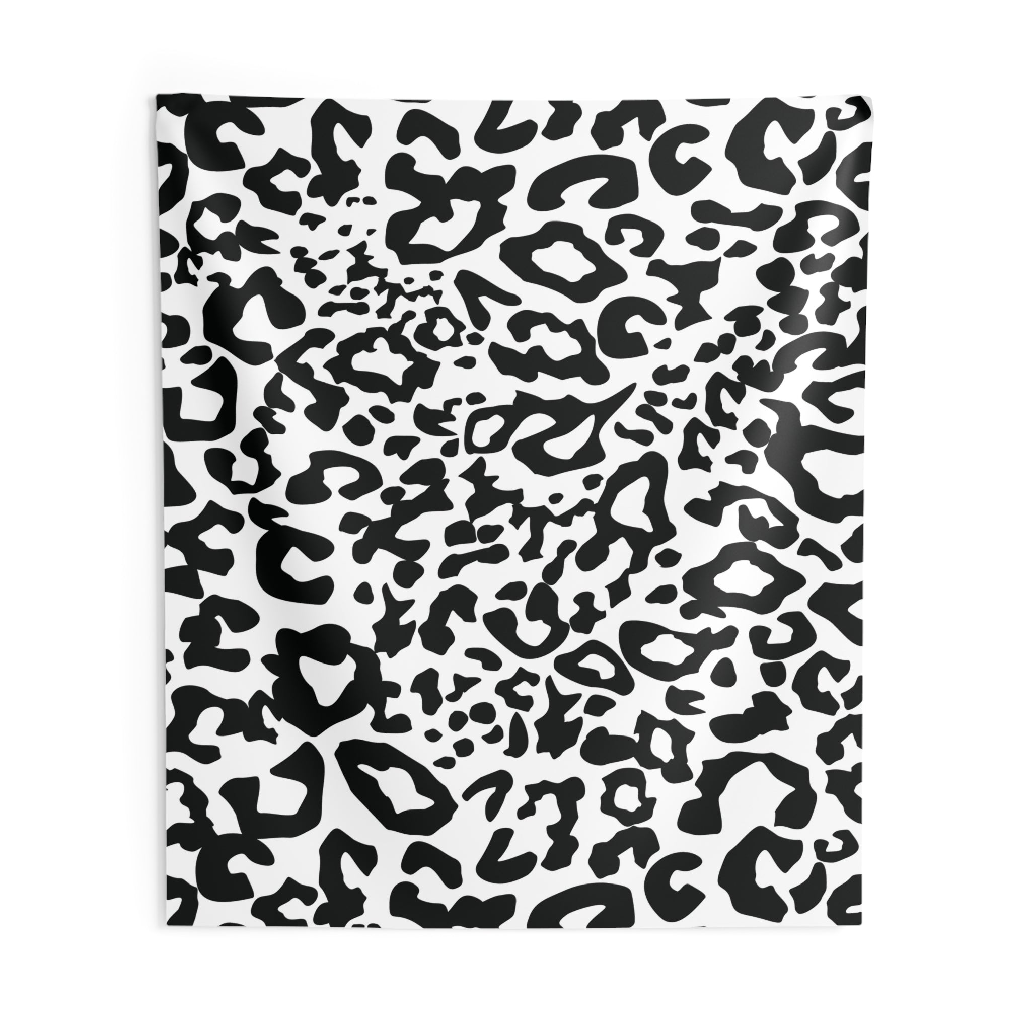 Leopard Print Indoor Wall Tapestry — Black & White Animal Pattern Décor