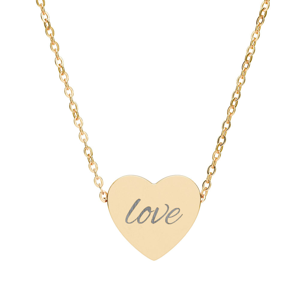 Engraved 'Love' Heart Necklace — Personalized Sterling Pendant Gift