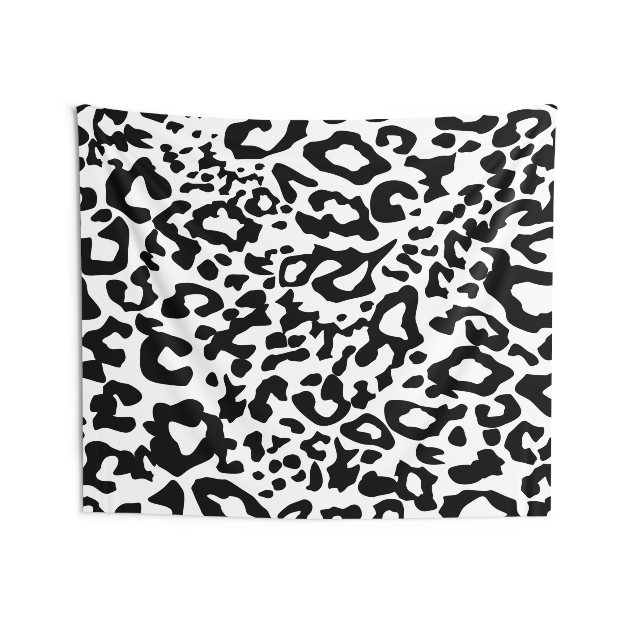 Leopard Print Indoor Wall Tapestry — Black & White Animal Pattern Décor