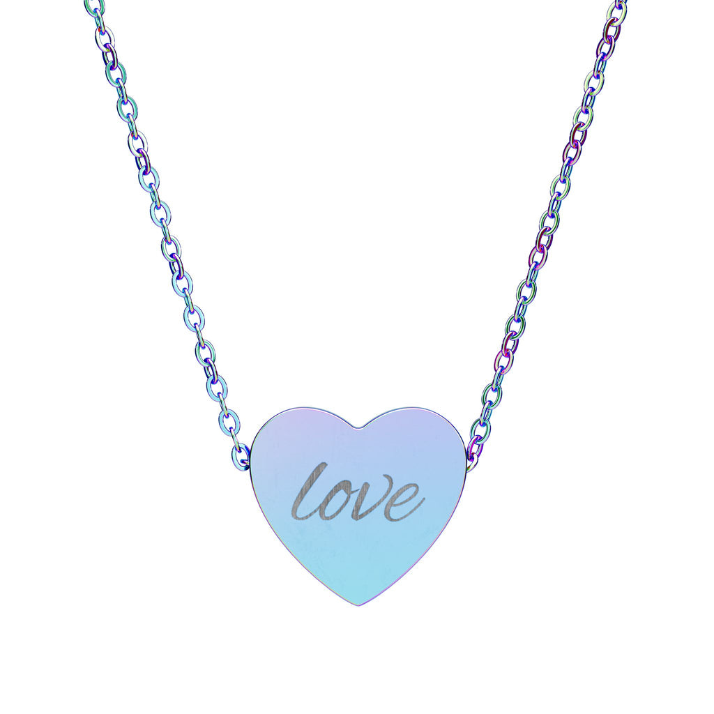 Engraved 'Love' Heart Necklace — Personalized Sterling Pendant Gift