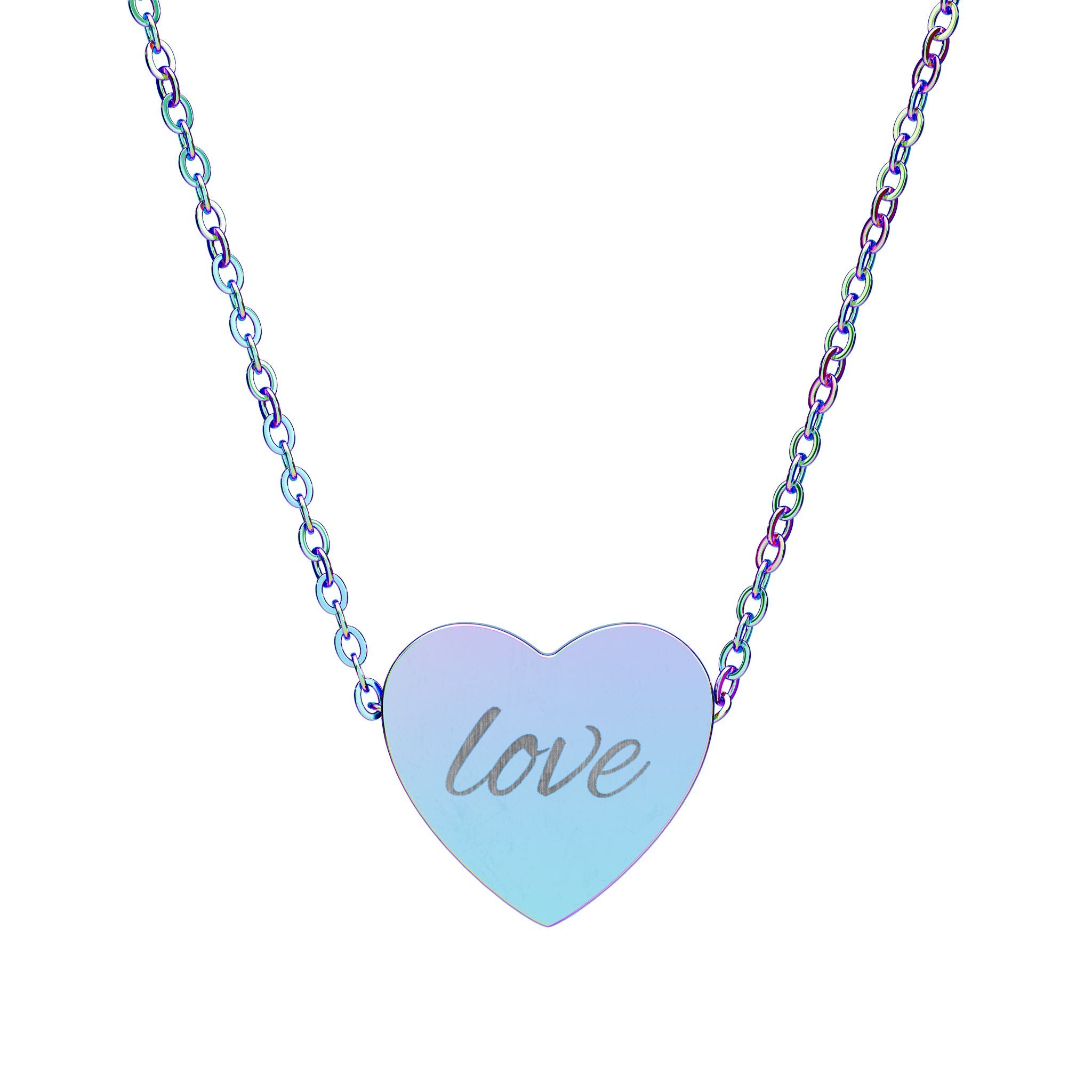 Engraved 'Love' Heart Necklace — Personalized Sterling Pendant Gift